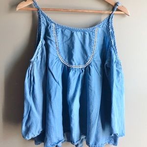 Denim Cold Shoulder Top